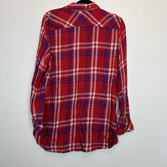 Talbots plaid woven button down blouse LG rayon fall autmn cozy - Picture 5 of 7
